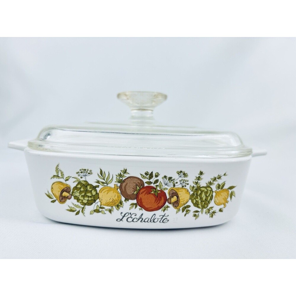 Corning Ware Spice O'‎ Life L'Echalote 1 Quart Dish Lid Rare Stamp
